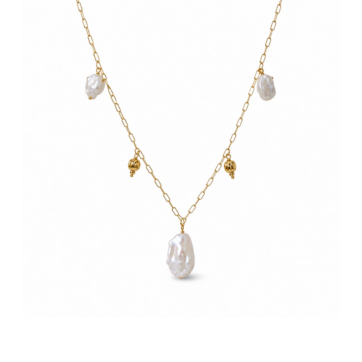 Colar Pearl Charm com Pedras Naturais