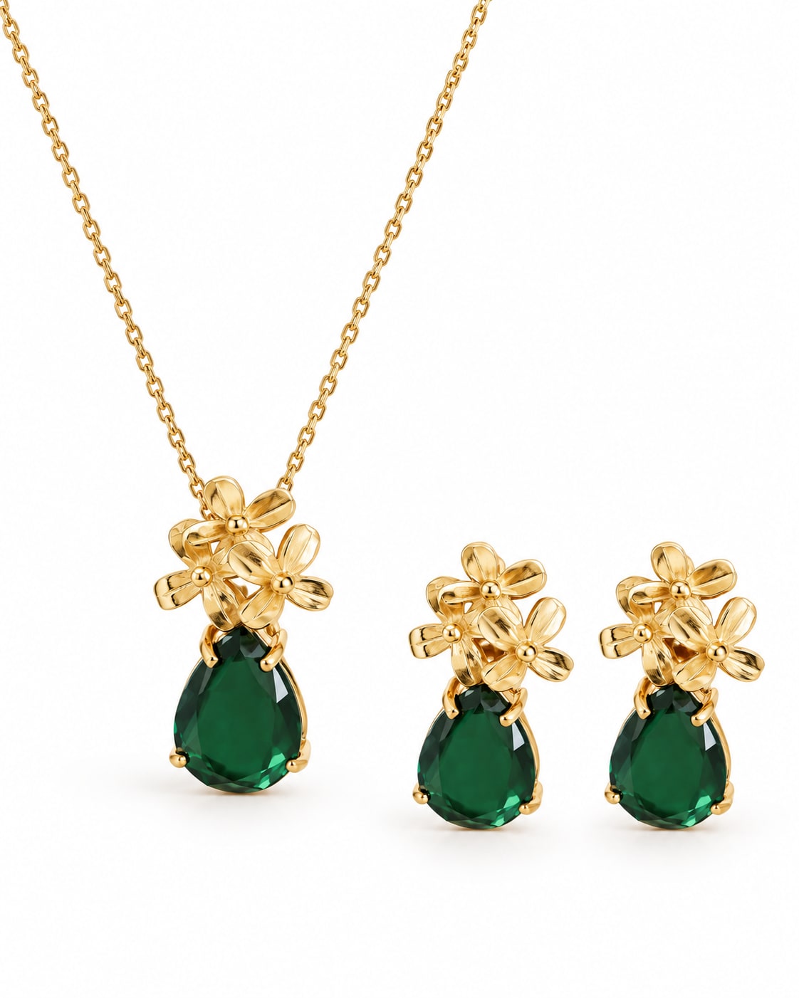Conjunto pétalas de esmeralda